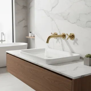 Robinet mural lavabo deux poignées croisillon finition nickel brossé…