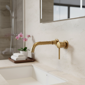 Brushed Gold Basin Faucet Concealed Wall Mounted Faucet Tap 360 Rotation Single Handle Hot Cold Water Bath Mixer Tap