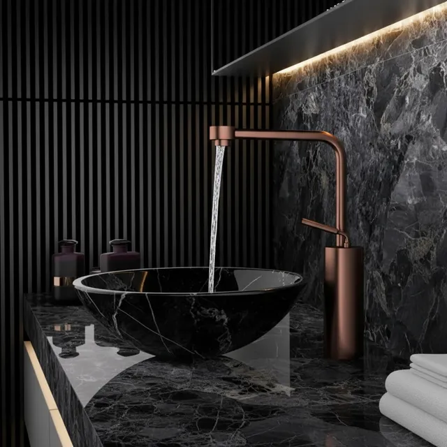 Robinet de salle de bains en or Rose brossé