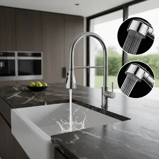 Rallonge robinet extensible escamotable pommeau chromé conique inox…