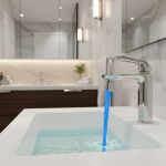 1 pièces lumineux LED robinet d&rsquo;eau robinet de douche bassin buse d&rsquo;eau salle de bains cuisine chauffage robinets thermostat bleu robinet