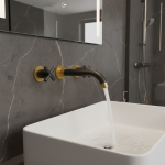 Installation murale à double poignée, éviers rotatifs, éviers, noir, or brossé