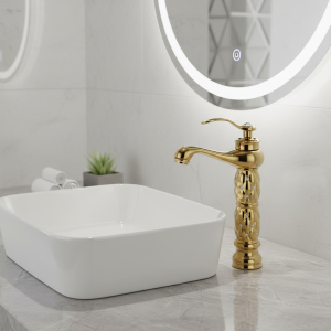 Hotaan-Robinet d&rsquo;Eau Froide et Chaude en Laiton, Blanc Massif, Poignée Unique, pour Évier, Centre Commercial