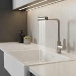 Robinet de cuisine cascade en acier inoxydable 360 °   Tête de pulvérisation à flux de cascade à traction rotative, mélangeur d&rsquo;évier d&rsquo;eau chaude et froide, robinet de cuisine