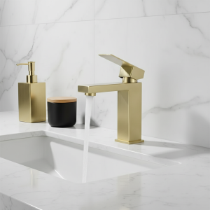 Huniu – robinets de salle de bains carrés en acier inoxydable brossé, mitigeur de lavabo, robinet de lavabo gastronomique, robinet d&rsquo;eau chaude et froide, grue