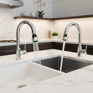 Buse de robinet de cuisine 2 pièces-buse d&rsquo;économie d&rsquo;eau et anti-éclaboussures avec réglage double mode accessoires de robinet de cuisine filtre de robinet