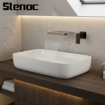 Stenoc robinet de salle de bains en laiton dissimulé, noir mat/Chrome, robinets de lavabo cascade muraux, poignée unique séparée