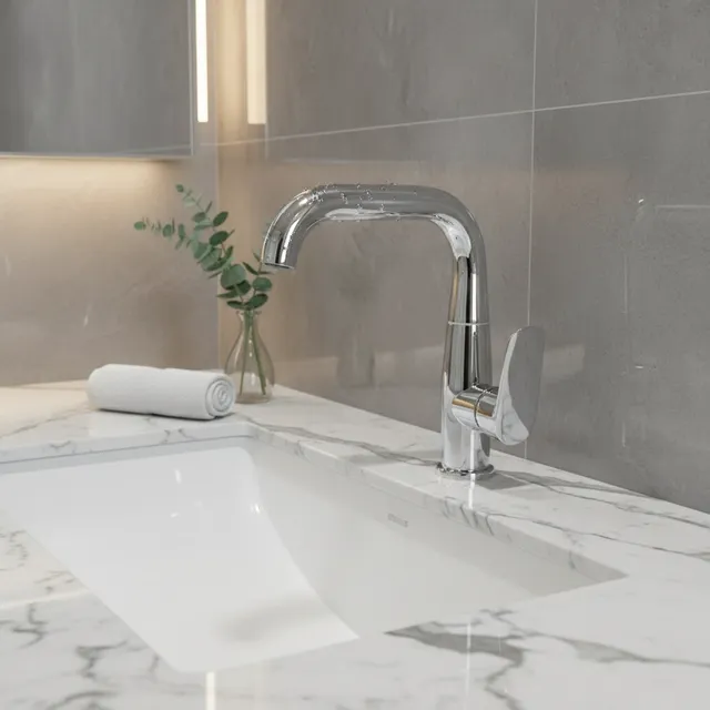 360 ° Robinet de lavabo pivotant à poignée unique