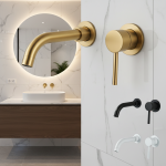 Robinet de centre commercial mural en or brossé, robinet d&rsquo;eau de navire, poignée unique, blanc, laiton, noir