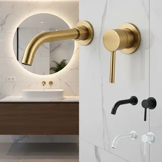 Mitigeur mural lavabo monocommande bec col cygne poignée cylindrique…
