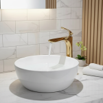 Robinet de lavabo en feuille d&rsquo;érable dorée, pour usage domestique chaud et froid, lavabo surélevé, lavabo de comptoir, robinet monotrou