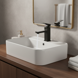 Robinet mitigeur de lavabo d&rsquo;eau chaude et froide monté sur le pont, robinet de salle de bains d&rsquo;évier de lavabo noir mat, grue de robinet d&rsquo;évier