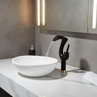 Becola robinet de lavabo cascade salle de bains noir or serpent en…