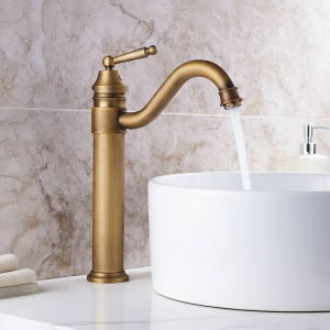 Robinet de centre commercial d&rsquo;eau froide et chaude, cuivre antique, style européen classique, poignée unique, évier monté sur le pont, F/05 ets