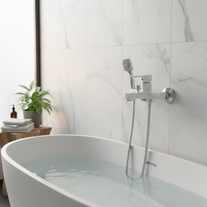 Robinet de baignoire mural, chauffe-eau multifonctionnel, mitigeur d’eau chaude et froide, robinets de salle de bains ménagers ABS Robinet de baignoire mural, chauffe-eau multifonctionnel, mitigeur d’eau chaude et froide, robinets de salle de bains ménagers ABS