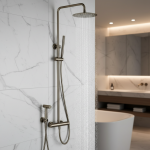 Système thermostatique robinet de bain, mitigeur de douche, pistolet en laiton, déviateur de contrôle de la température, montage mural avec pluie