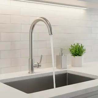 Robinet cuisine monocommande inoxydable acier brossé bec haut portée…