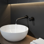 PLANI de salle de bain en laiton noir Conception d&rsquo;affichage numérique intelligent GNE Poignée unique 2 trous Bassin à double commande Froid et chaud