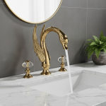 Golden Hotings-Bassin en forme d&rsquo;oiseau, robinet de baignoire, deux creux en cristal Foy, centre commercial chaud et froid, grue, ensemble de 3 pièces, fz