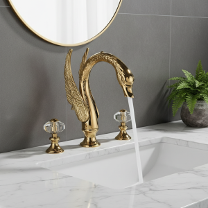 Golden Hotings-Bassin en forme d’oiseau, robinet de baignoire, deux creux en cristal Foy, centre commercial chaud et froid, grue, ensemble de 3 pièces, fz Golden Hotings-Bassin en forme d’oiseau, robinet de baignoire, deux creux en cristal Foy, centre commercial chaud et froid, grue, ensemble de 3 pièces, fz