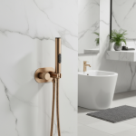 Robinet de Bidet en or Rose brossé, mélangeur chaud et froid caché avec pistolet de pulvérisation portatif à 3 fonctions, accessoires autonettoyants pour salle de bains