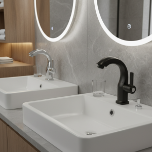 Robinet de lavabo pour salle de bain et cuisine : levier unique, monté sur le pont, eau froide uniquement avec purificateur d&rsquo;eau ABS – Robinet d&rsquo;évier monotrou