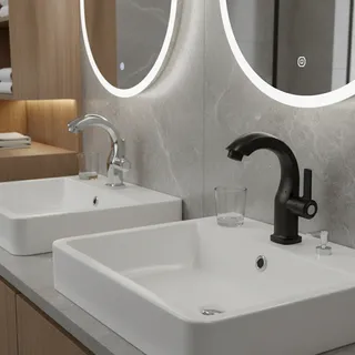 Robinet de lavabo pour salle de bain et cuisine : levier unique