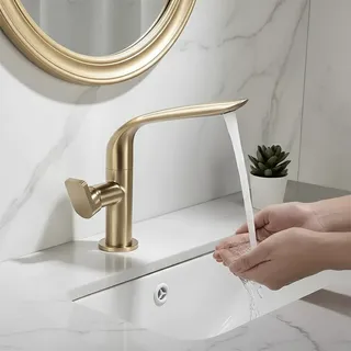 Mitigeur Lavabo Monocommande Monotrou Laiton Or Brossé Finition Bec…