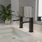 Robinet de lavabo d&rsquo;évier monté sur le pont, noir chromé, mélange d&rsquo;eau chaude et froide, robinet Long et court, noir mat, grue de robinet de lavabo