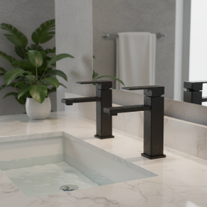 Robinet de lavabo d’évier monté sur le pont, noir chromé, mélange d’eau chaude et froide, robinet Long et court, noir mat, grue de robinet de lavabo Robinet de lavabo d’évier monté sur le pont, noir chromé, mélange d’eau chaude et froide, robinet Long et court, noir mat, grue de robinet de lavabo