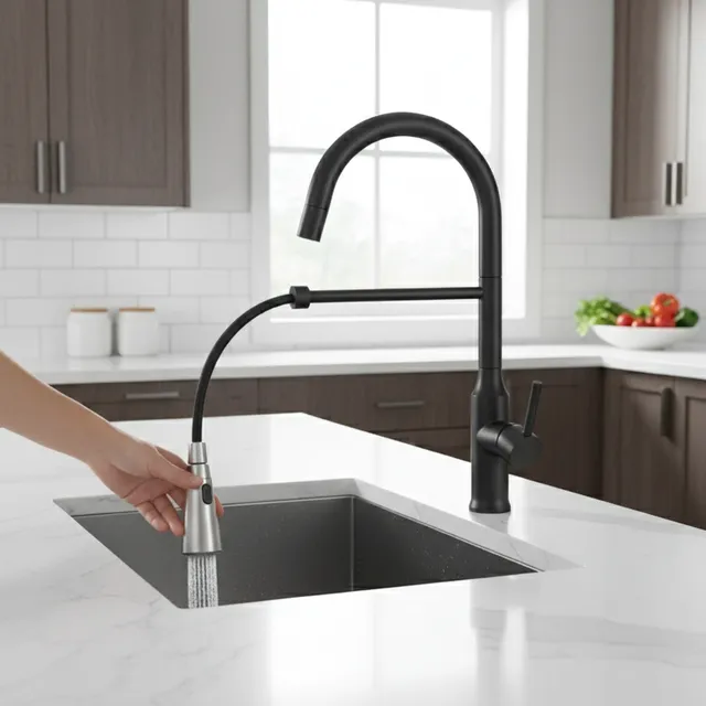 Robinet extractible de cuisine noir