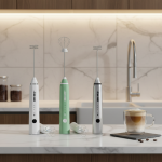 Mousseur à main MHW-3BOMBER, fouet électrique Rechargeable avec 2 têtes, mélangeur de boissons à 3 vitesses, mousseur à café, accessoires pour café