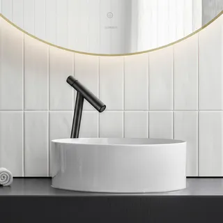 Robinet mitigeur lavabo vasque haut montage pont poignée unique noir…