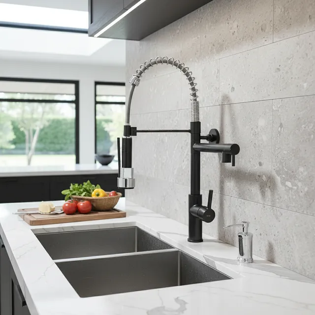 Robinet mural noir pour cuisine