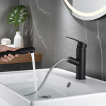 Robinet de lavabo de salle de bains extractible à poignée unique, robinet d&rsquo;eau chaude et froide, Installation de comptoir, accessoires de salle de bains