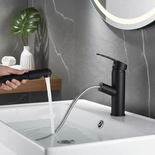Robinet de lavabo de salle de bains extractible à…