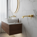 Robinet d&rsquo;eau froide noir en laiton, robinet de lavabo mural doré, robinet de lavabo carré robinet de cuisine en or brossé froid SC303