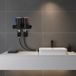 Robinets de lavabo de salle de bains, robinets d&rsquo;arrêt d&rsquo;angle, finition en laiton noir, vanne d&rsquo;arrêt G1/2 « , salle de bains, toilettes, Bidet, douche, robinet d&rsquo;eau