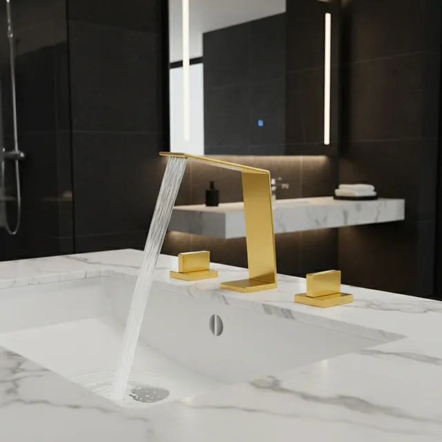 Robinet de lavabo cascade avec deux poignées