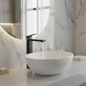 Robinet de lavabo de salle de bains noir mat, montage sur pont en or, mitigeur d’eau chaude et froide, robinet d’évier de Style Simple, robinets d’évier de bain à trou unique, grue Robinet de lavabo de salle de bains noir mat, montage sur pont en or, mitigeur d’eau chaude et froide, robinet d’évier de Style Simple, robinets d’évier de bain à trou unique, grue