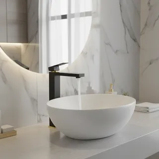 Robinet de lavabo de salle de bains noir mat