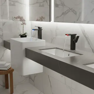 Robinet lavabo haut court luxe chrome laiton mitigeur monocommande…