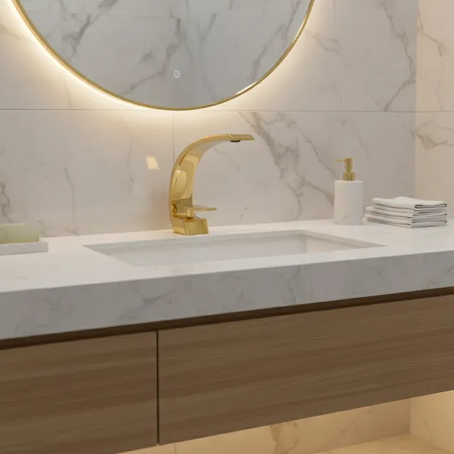 Robinet de lavabo de bain doré