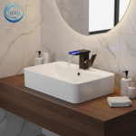 OXG – ensemble de robinets de lavabo de salle de bains, cascade LED en laiton, mélangeur d&rsquo;eau froide et chaude, grue d&rsquo;évier, changement de couleur, alimenté par des robinets à débit d&rsquo;eau
