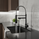 Robinet d&rsquo;évier de cuisine noir, mitigeur d&rsquo;eau chaude et froide extractible, 2 Modes, robinet à Double bec, Rotation à 360 degrés