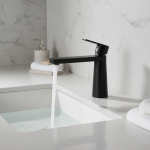 Robinets de salle de bain en laiton noir, accessoire de plomberie à poignée unique, tourne à 360 degrés, à monter sur lavabo, ou évier, eau chaude et froide