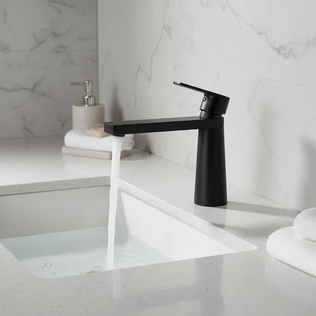Robinets de salle de bain en laiton noir