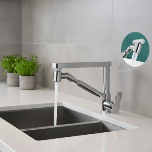 Bras robotique pivotant universel rétractable, Extension de robinet, aérateur, extension de robinet d’évier de cuisine, 2 modes de débit d’eau Bras robotique pivotant universel rétractable, Extension de robinet, aérateur, extension de robinet d’évier de cuisine, 2 modes de débit d’eau