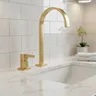 Robinet de bassin doré brossé à poignée unique