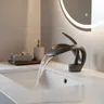 HOBasin-Robinet Cascade de Luxe en Laiton Gris à Poignée… – vue 1